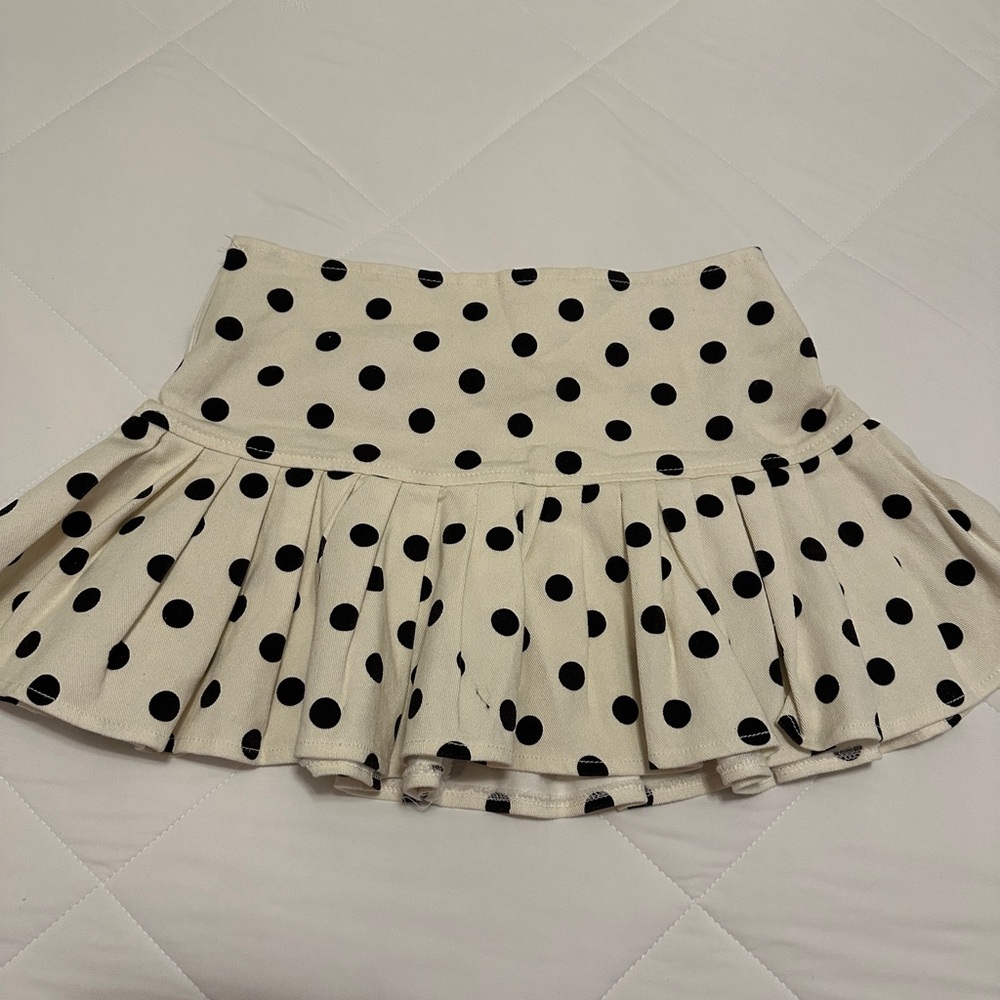 SHEIN Black and Cream Polka Dot Skirt